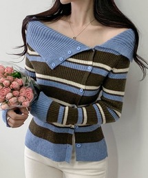 予約商品】ニット/セーター（ブルー・ネイビー/青色系・オフショルダー