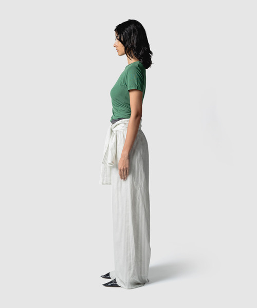 muller of yoshiokubo（ミュラーオブヨシオクボ）の「muller of yoshiokubo ミュラーオブヨシオクボ / STRIPE PANTS W/BELT ダブルベルトストライプワイドパンツ / MLS26416（その他パンツ・レディース・ピンク/ブルー・36）」の4枚目の写真