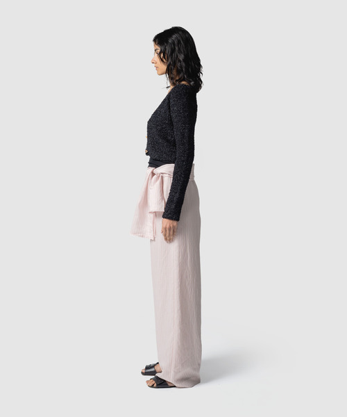 muller of yoshiokubo（ミュラーオブヨシオクボ）の「muller of yoshiokubo ミュラーオブヨシオクボ / STRIPE PANTS W/BELT ダブルベルトストライプワイドパンツ / MLS26416（その他パンツ・レディース・ピンク/ブルー・36）」の7枚目の写真