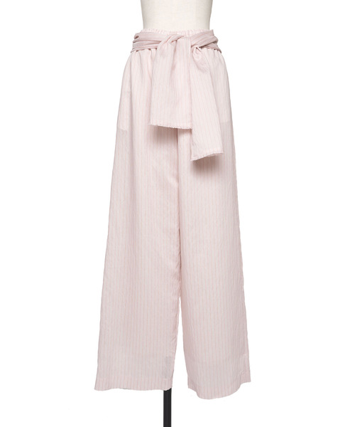 muller of yoshiokubo（ミュラーオブヨシオクボ）の「muller of yoshiokubo ミュラーオブヨシオクボ / STRIPE PANTS W/BELT ダブルベルトストライプワイドパンツ / MLS26416（その他パンツ・レディース・ピンク/ブルー・36）」の15枚目の写真