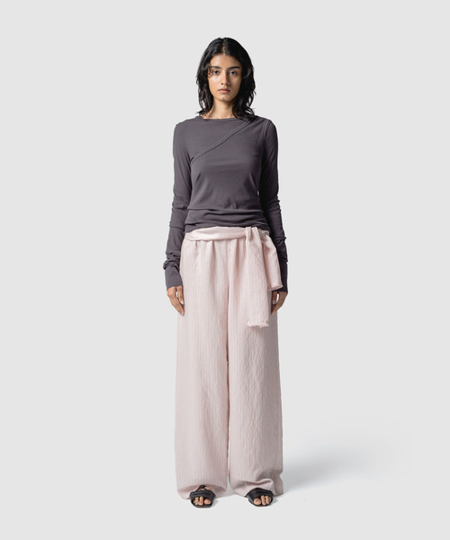 muller of yoshiokubo（ミュラーオブヨシオクボ）の「muller of yoshiokubo ミュラーオブヨシオクボ / STRIPE PANTS W/BELT ダブルベルトストライプワイドパンツ / MLS26416（その他パンツ・レディース・ピンク/ブルー・36）」の17枚目の写真