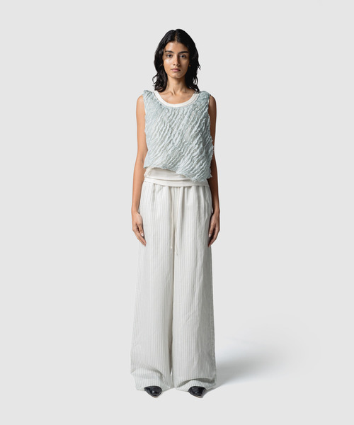 muller of yoshiokubo（ミュラーオブヨシオクボ）の「muller of yoshiokubo ミュラーオブヨシオクボ / STRIPE PANTS W/BELT ダブルベルトストライプワイドパンツ / MLS26416（その他パンツ・レディース・ピンク/ブルー・36）」の19枚目の写真