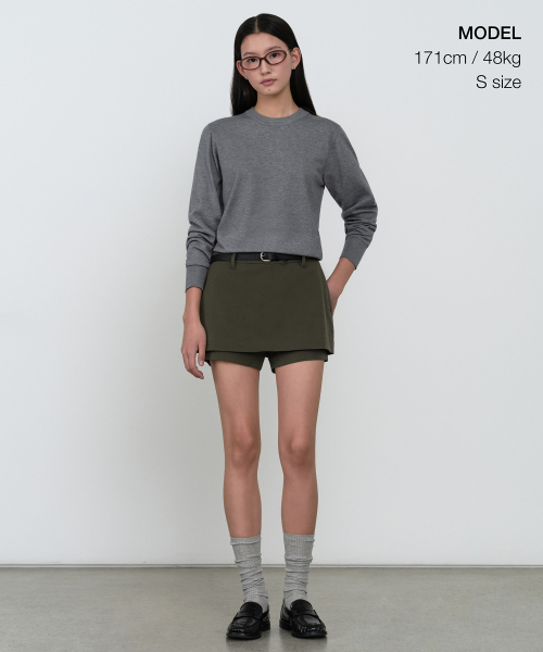 MUSINSA STANDARD WOMAN（ムシンサスタンダードウーマン）の「ウィメンズエッセンシャルラウンドネックニット[ミディアムグレー]（ニット/セーター・レディース・その他・LARGE/MEDIUM/SMALL/X-SMALL）」の2枚目の写真