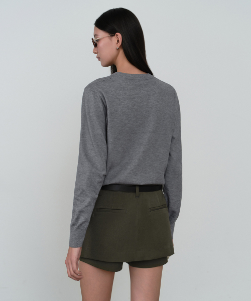 MUSINSA STANDARD WOMAN（ムシンサスタンダードウーマン）の「ウィメンズエッセンシャルラウンドネックニット[ミディアムグレー]（ニット/セーター・レディース・その他・LARGE/MEDIUM/SMALL/X-SMALL）」の3枚目の写真