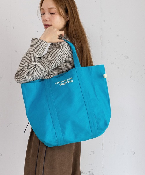 POU DOU DOU(プードゥドゥ)の「POU DOU DOUロゴ刺繍キャンバスバッグ(トートバッグ・レディース・ブルー/ネイビー/ピンク/キナリ・8)」の11枚目の写真