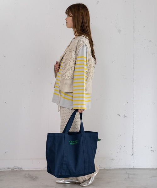 POU DOU DOU(プードゥドゥ)の「POU DOU DOUロゴ刺繍キャンバスバッグ(トートバッグ・レディース・ブルー/ネイビー/ピンク/キナリ・8)」の20枚目の写真