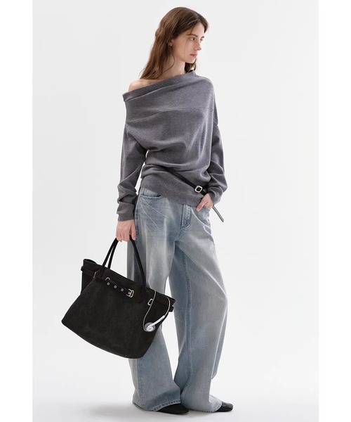 Fano Studios（ファノ ストゥディオズ）の「ハイウエスト ウォッシュ加工 コットン100% ワイドデニムパンツ FC26K008【Fano Studios】【2026SS】（デニムパンツ・レディース・ブルー・L/M/S）」の3枚目の写真