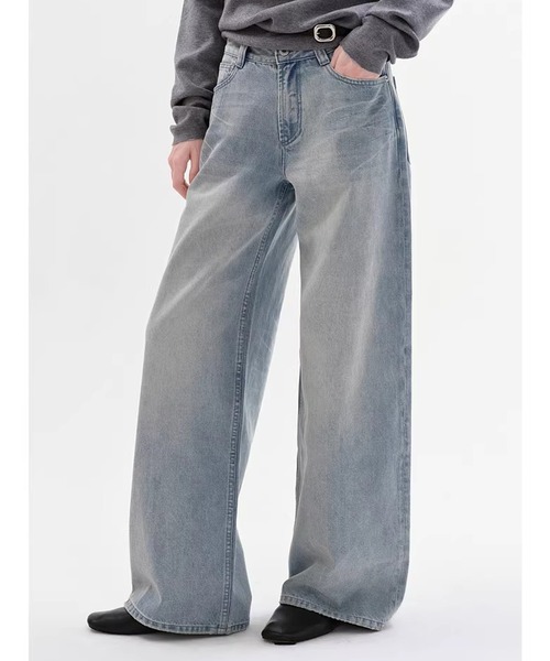 Fano Studios（ファノ ストゥディオズ）の「ハイウエスト ウォッシュ加工 コットン100% ワイドデニムパンツ FC26K008【Fano Studios】【2026SS】（デニムパンツ・レディース・ブルー・L/M/S）」の8枚目の写真