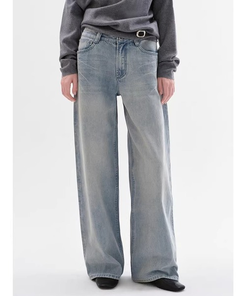 Fano Studios（ファノ ストゥディオズ）の「ハイウエスト ウォッシュ加工 コットン100% ワイドデニムパンツ FC26K008【Fano Studios】【2026SS】（デニムパンツ・レディース・ブルー・L/M/S）」の9枚目の写真