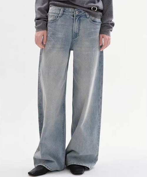 Fano Studios（ファノ ストゥディオズ）の「ハイウエスト ウォッシュ加工 コットン100% ワイドデニムパンツ FC26K008【Fano Studios】【2026SS】（デニムパンツ・レディース・ブルー・L/M/S）」の10枚目の写真