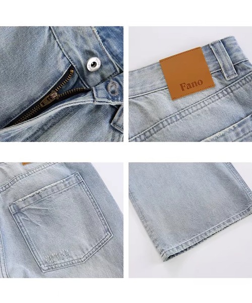 Fano Studios（ファノ ストゥディオズ）の「ハイウエスト ウォッシュ加工 コットン100% ワイドデニムパンツ FC26K008【Fano Studios】【2026SS】（デニムパンツ・レディース・ブルー・L/M/S）」の12枚目の写真
