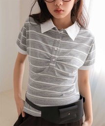 マルチボーダー半袖ポロTシャツ