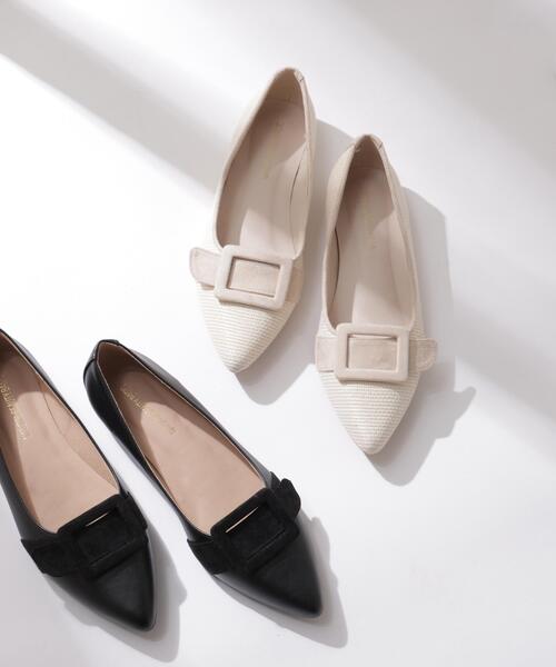 NATURAL BEAUTY BASIC(ナチュラルビューティーベーシック)の「◇ベルテッドフラット(パンプス・レディース・ブラック/ホワイト系その他・LARGE/MEDIUM)」の2枚目の写真