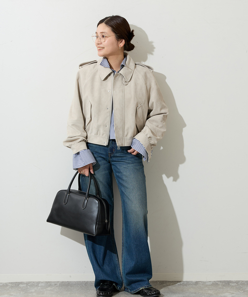 JOURNAL STANDARD（ジャーナルスタンダード）の「別注【Ayumi.Hamamoto×JOURNALSTANDARD】A/H Goat Suede Flight BZ（ブルゾン・レディース・ベージュ・FREE）」の6枚目の写真