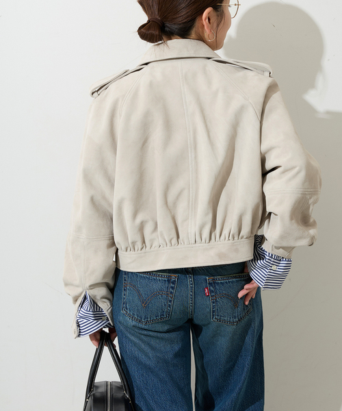 JOURNAL STANDARD（ジャーナルスタンダード）の「別注【Ayumi.Hamamoto×JOURNALSTANDARD】A/H Goat Suede Flight BZ（ブルゾン・レディース・ベージュ・FREE）」の7枚目の写真