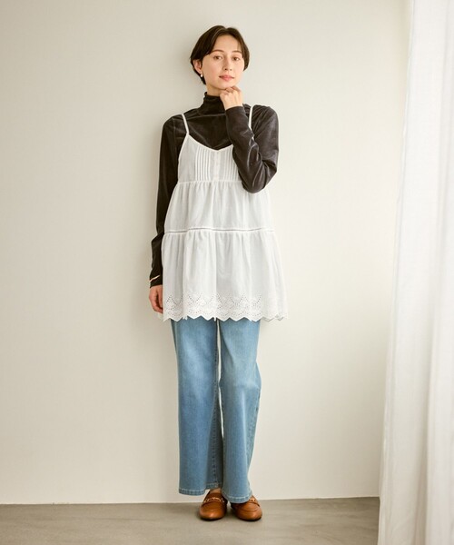 ROPE' PICNIC（ロペピクニック）の「Vネックティアードレースビスチェ（キャミソール・レディース・ホワイト・FREE）」の3枚目の写真