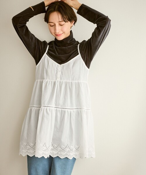 ROPE' PICNIC（ロペピクニック）の「Vネックティアードレースビスチェ（キャミソール・レディース・ホワイト・FREE）」の5枚目の写真