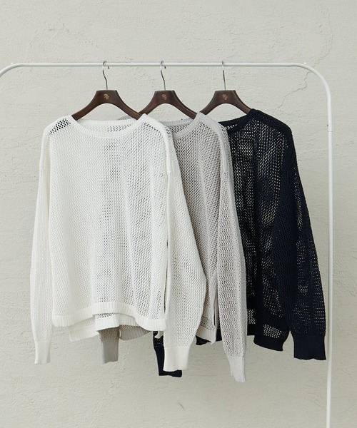 PUAL CE CIN(ピュアルセシン)の「【@sein___000企画】メッシュ編みニットプルオーバー(ニット/セーター・レディース・オフホワイト/グレー/ネイビー・FREE)」の4枚目の写真