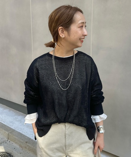 PUAL CE CIN(ピュアルセシン)の「【@sein___000企画】メッシュ編みニットプルオーバー(ニット/セーター・レディース・オフホワイト/グレー/ネイビー・FREE)」の18枚目の写真