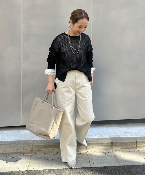 PUAL CE CIN(ピュアルセシン)の「【@sein___000企画】メッシュ編みニットプルオーバー(ニット/セーター・レディース・オフホワイト/グレー/ネイビー・FREE)」の19枚目の写真