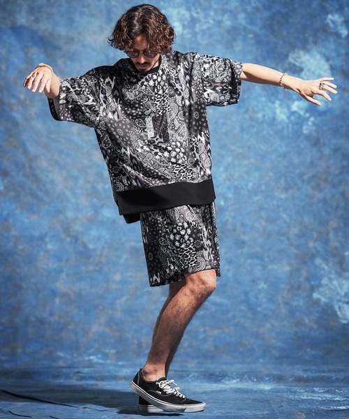 Jih Nunc（ジーヌンク）の「mt10234-ペイズリー×レオパードパッチワークプリントポンチカットソー(JIH-R1186)（Tシャツ/カットソー・メンズ・ネイビー/ブラック・S/L/M）」の14枚目の写真