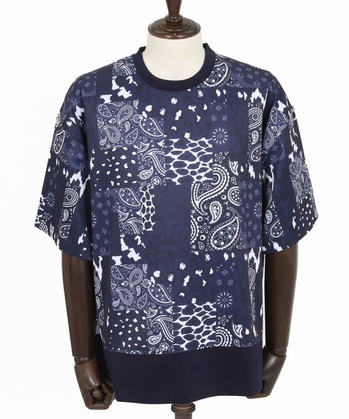 Jih Nunc（ジーヌンク）の「mt10234-ペイズリー×レオパードパッチワークプリントポンチカットソー(JIH-R1186)（Tシャツ/カットソー・メンズ・ネイビー/ブラック・S/L/M）」の15枚目の写真