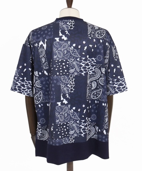 Jih Nunc（ジーヌンク）の「mt10234-ペイズリー×レオパードパッチワークプリントポンチカットソー(JIH-R1186)（Tシャツ/カットソー・メンズ・ネイビー/ブラック・S/L/M）」の16枚目の写真