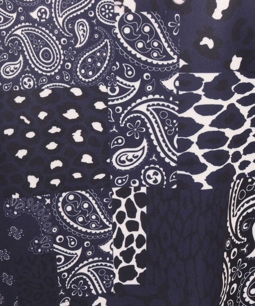 Jih Nunc（ジーヌンク）の「mt10234-ペイズリー×レオパードパッチワークプリントポンチカットソー(JIH-R1186)（Tシャツ/カットソー・メンズ・ネイビー/ブラック・S/L/M）」の17枚目の写真