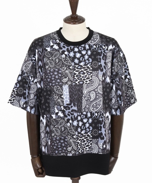 Jih Nunc（ジーヌンク）の「mt10234-ペイズリー×レオパードパッチワークプリントポンチカットソー(JIH-R1186)（Tシャツ/カットソー・メンズ・ネイビー/ブラック・S/L/M）」の18枚目の写真