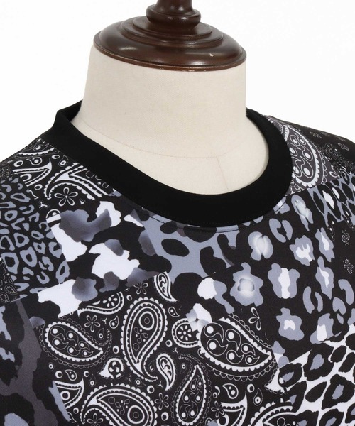 Jih Nunc（ジーヌンク）の「mt10234-ペイズリー×レオパードパッチワークプリントポンチカットソー(JIH-R1186)（Tシャツ/カットソー・メンズ・ネイビー/ブラック・S/L/M）」の20枚目の写真