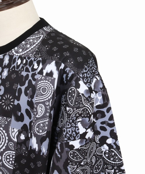 Jih Nunc（ジーヌンク）の「mt10234-ペイズリー×レオパードパッチワークプリントポンチカットソー(JIH-R1186)（Tシャツ/カットソー・メンズ・ネイビー/ブラック・S/L/M）」の21枚目の写真