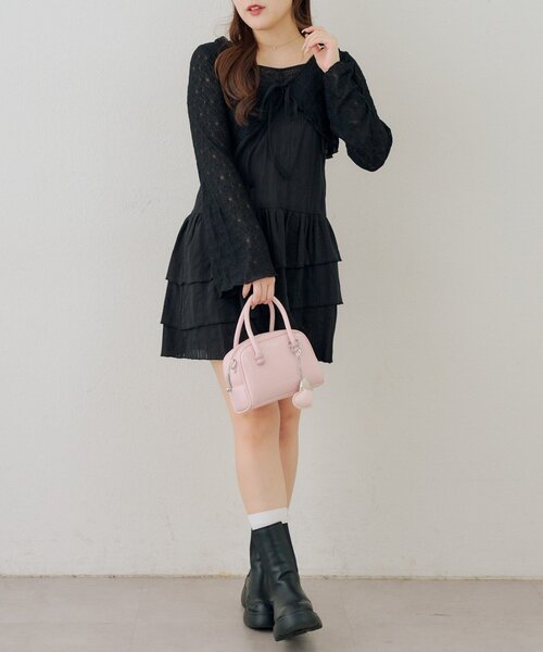 continuer de NICE CLAUP（コンティニューデナイスクラップ）の「レースボレロ×キャミチュニックSET（ワンピース・レディース・チェック/ドット/オフホワイト/その他11/ブラック・FREE）」の18枚目の写真