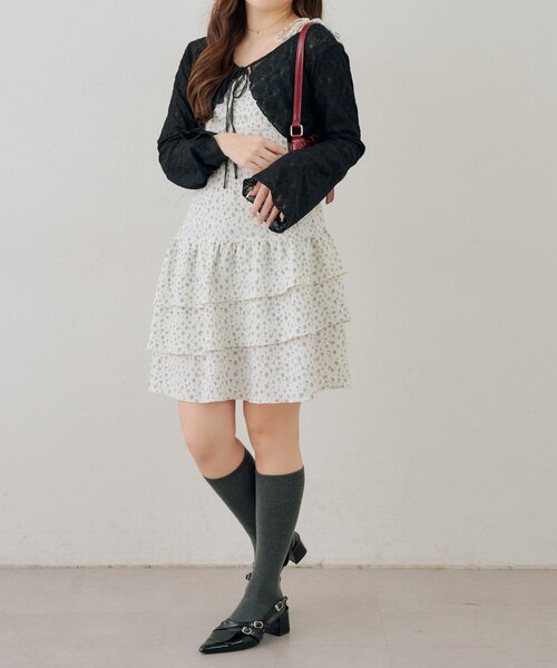 continuer de NICE CLAUP（コンティニューデナイスクラップ）の「レースボレロ×キャミチュニックSET（ワンピース・レディース・チェック/ドット/オフホワイト/その他11/ブラック・FREE）」の21枚目の写真