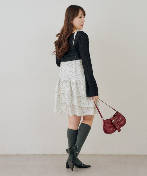 continuer de NICE CLAUP（コンティニューデナイスクラップ）の「レースボレロ×キャミチュニックSET（ワンピース・レディース・チェック/ドット/オフホワイト/その他11/ブラック・FREE）」の22枚目の写真
