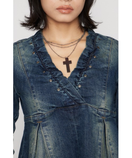 LAGUA GEM(ラグアジェム)の「EYELET POINT DENIM チュニック(チュニック・レディース・ブラック/ブルー・SMALL/MEDIUM)」の8枚目の写真