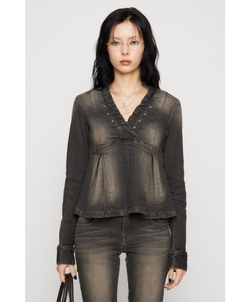 LAGUA GEM(ラグアジェム)の「EYELET POINT DENIM チュニック(チュニック・レディース・ブラック/ブルー・SMALL/MEDIUM)」の11枚目の写真