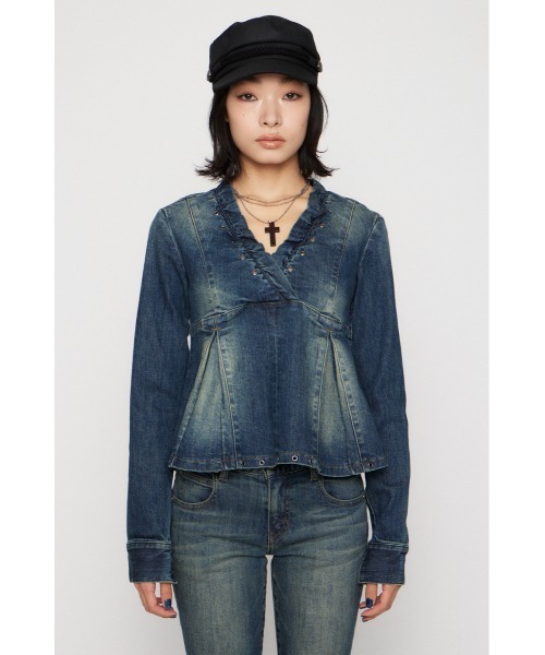 LAGUA GEM(ラグアジェム)の「EYELET POINT DENIM チュニック(チュニック・レディース・ブラック/ブルー・SMALL/MEDIUM)」の15枚目の写真