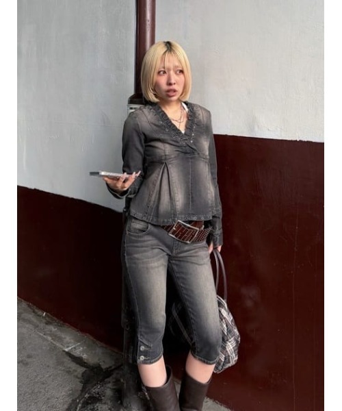 LAGUA GEM(ラグアジェム)の「EYELET POINT DENIM チュニック(チュニック・レディース・ブラック/ブルー・SMALL/MEDIUM)」の18枚目の写真