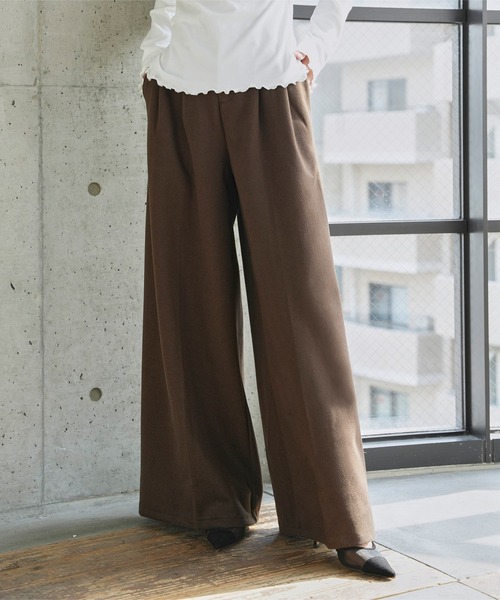 KOBE LETTUCE（コウベレタス）の「[ 裏起毛 ] フェイクウールワイドパンツ（その他パンツ・レディース・チャコール/ブラウン・M）」の10枚目の写真