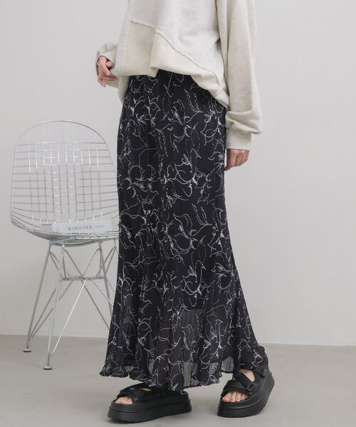 RETRO GIRL(レトロガール)の「シアープリーツナローSK(スカート・レディース・ブラック/アイボリー/ブラック系その他/ブラウン系その他・FREE)」の3枚目の写真