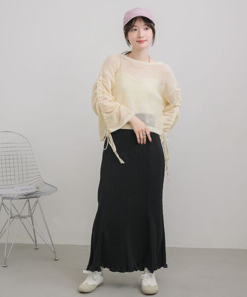 RETRO GIRL(レトロガール)の「シアープリーツナローSK(スカート・レディース・ブラック/アイボリー/ブラック系その他/ブラウン系その他・FREE)」の13枚目の写真