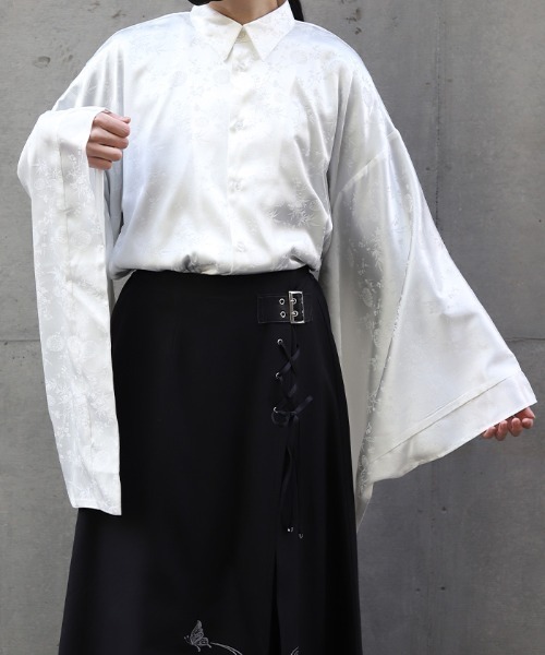 REZEN(リゼン)の「梅×竹ジャガード和袖シャツ(シャツ/ブラウス・メンズ・ブルーパープル/ライトグレー・MEDIUM/LARGE)」の2枚目の写真