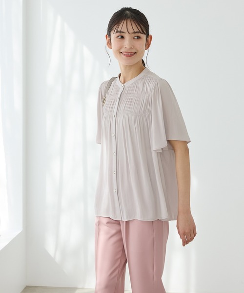 Honeys(ハニーズ)の「シャーリングブラウス(シャツ/ブラウス・レディース・チャコール/モカ/グリーン/ライム/グレイッシュベージュ・3L/L/LL/M/S)」の15枚目の写真