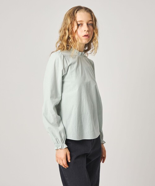 Steven Alan(スティーブンアラン)の「<Steven Alan>コットン バックオープン フリル ブラウス(シャツ/ブラウス・レディース・ナチュラル/オフホワイト/ケリーグリーン・M/S)」の3枚目の写真