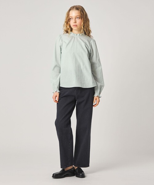 Steven Alan(スティーブンアラン)の「<Steven Alan>コットン バックオープン フリル ブラウス(シャツ/ブラウス・レディース・ナチュラル/オフホワイト/ケリーグリーン・M/S)」の7枚目の写真