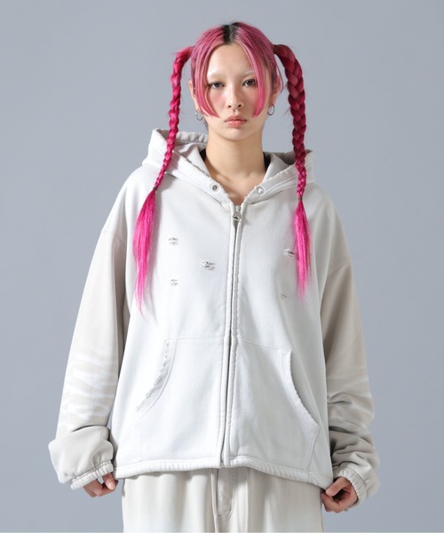 DANKE SCHON（ダンケシェーン）の「DankeSchon/ダンケシェーン/SULFUR SWEAT THERMAL ZIP HOODIE（パーカー・レディース・ブラック/ホワイト・L/S/M）」の2枚目の写真