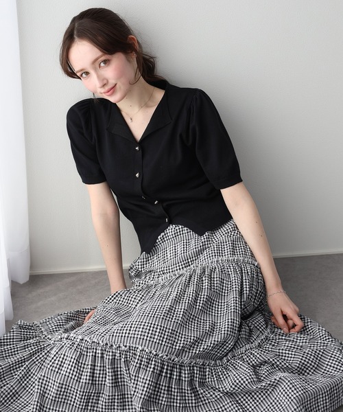 BLUEEAST(ブルーイースト)の「リボンハートボタンニットトップス(カーディガン/ボレロ・レディース・ピンク/アイボリー/ブラック・MEDIUM)」の17枚目の写真