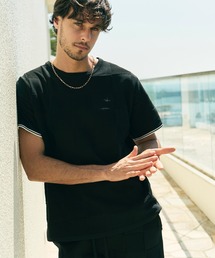 1PIU1UGUALE3  RELAX （ウノピゥウノウグァーレトレ リラックス）の「1PIU1UGUALE3 RELAX(ウノピゥウノウグァーレトレ リラックス)ブロックニット半袖Tシャツ（Tシャツ/カットソー）」