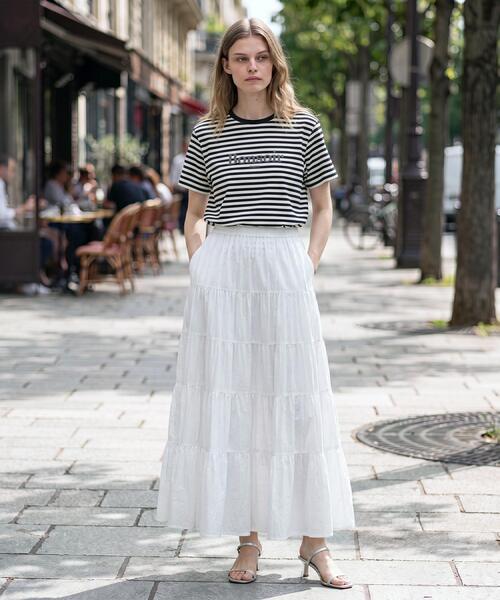 DRESSTERIOR(ドレステリア)の「【接触冷感/抗菌防臭/消臭】アイスクリアコットンBonsoirロゴボーダーTシャツ(Tシャツ/カットソー・レディース・ブラック系2・38/36/34)」の6枚目の写真