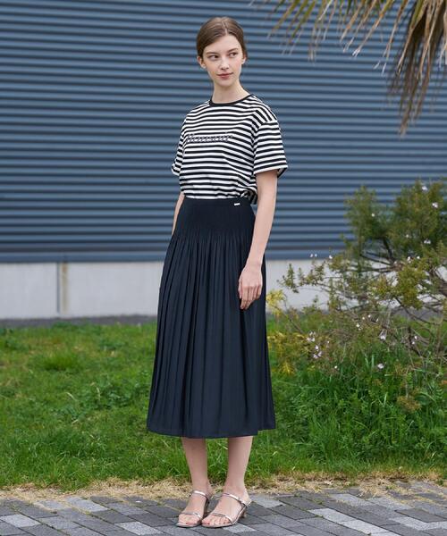 DRESSTERIOR(ドレステリア)の「【接触冷感/抗菌防臭/消臭】アイスクリアコットンBonsoirロゴボーダーTシャツ(Tシャツ/カットソー・レディース・ブラック系2・38/36/34)」の10枚目の写真